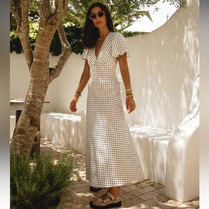 VRG GIRL - SUMMER NOSTALGIA BIAS CUT MIDI DRESS WHITE- NWT